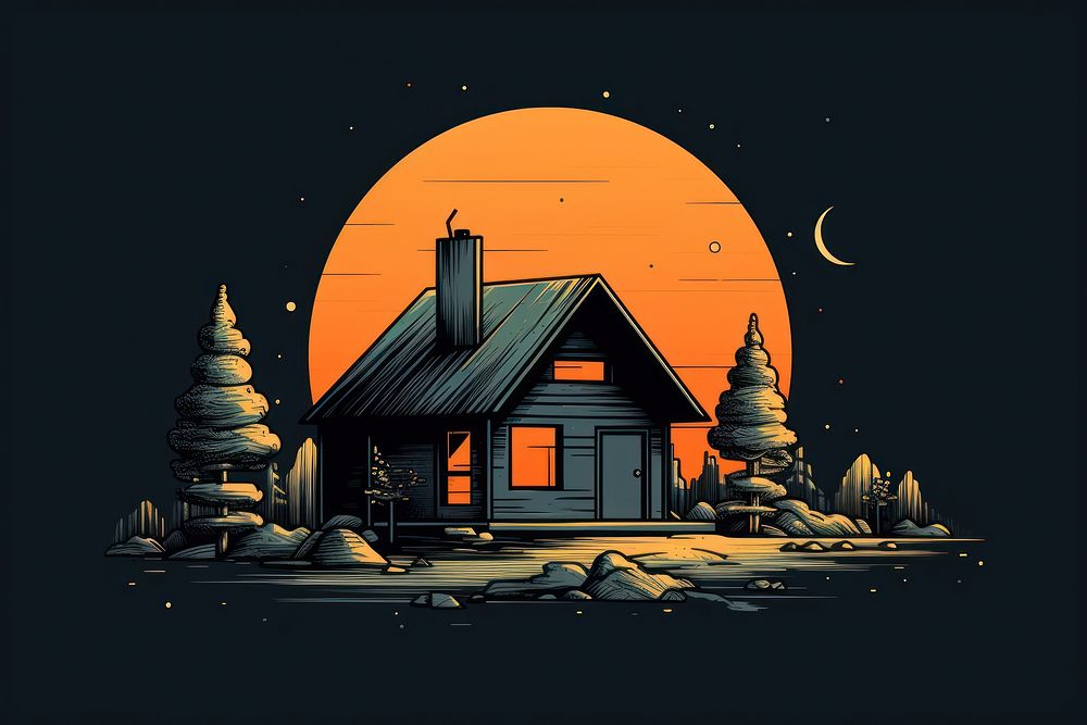 House architecture building night. AI generated Image by rawpixel.