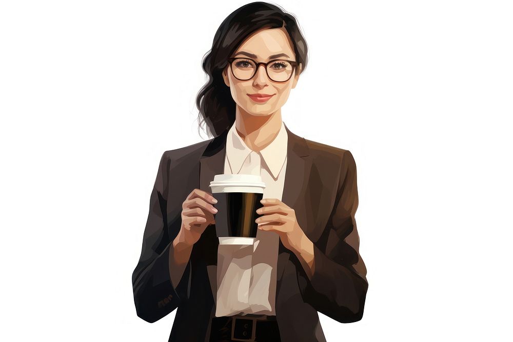 Portrait glasses coffee cup. AI generated Image by rawpixel.