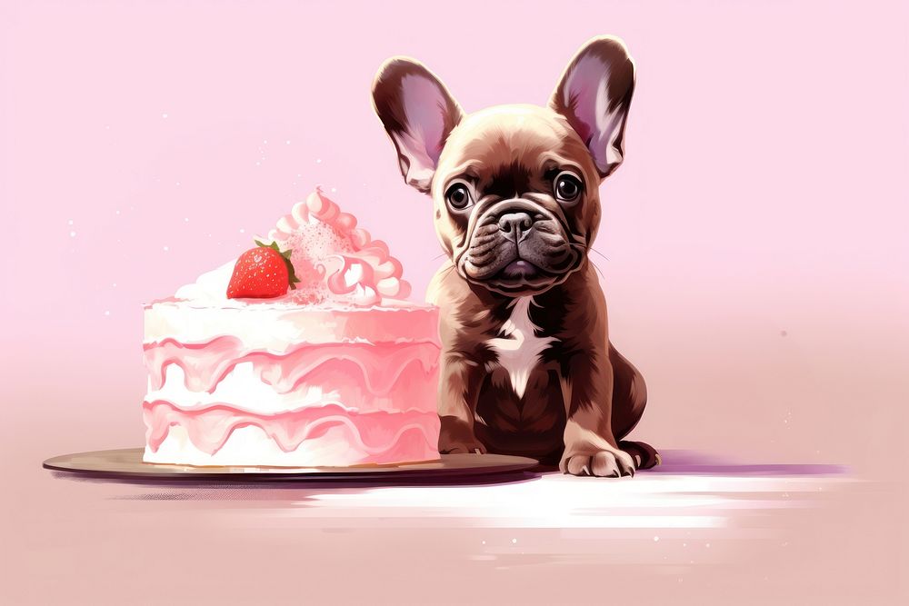 Bulldog cake dessert animal. AI generated Image by rawpixel.