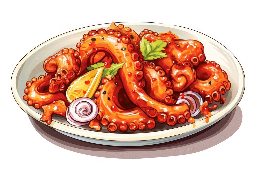 Octopus food plate meal. AI generated Image by rawpixel.