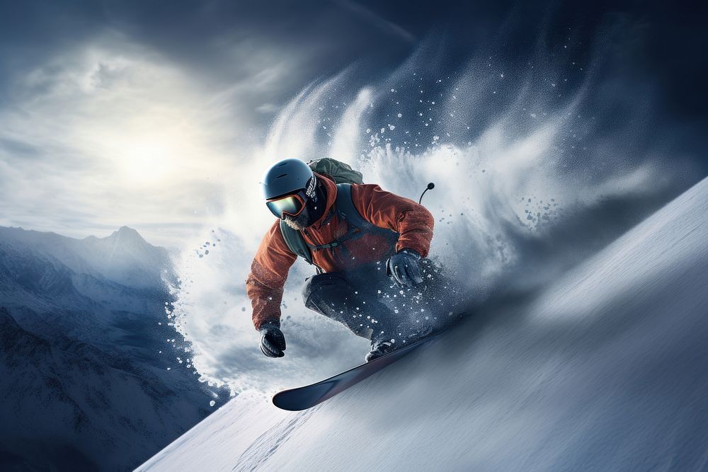 Snow snowboarding recreation adventure. AI generated Image by rawpixel.