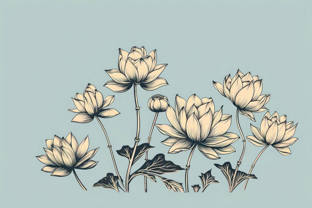 Drawing pattern flower sketch. AI generated Image by rawpixel.