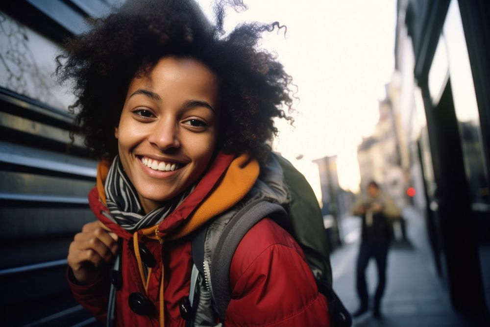 Portrait smiling scarf adult. 