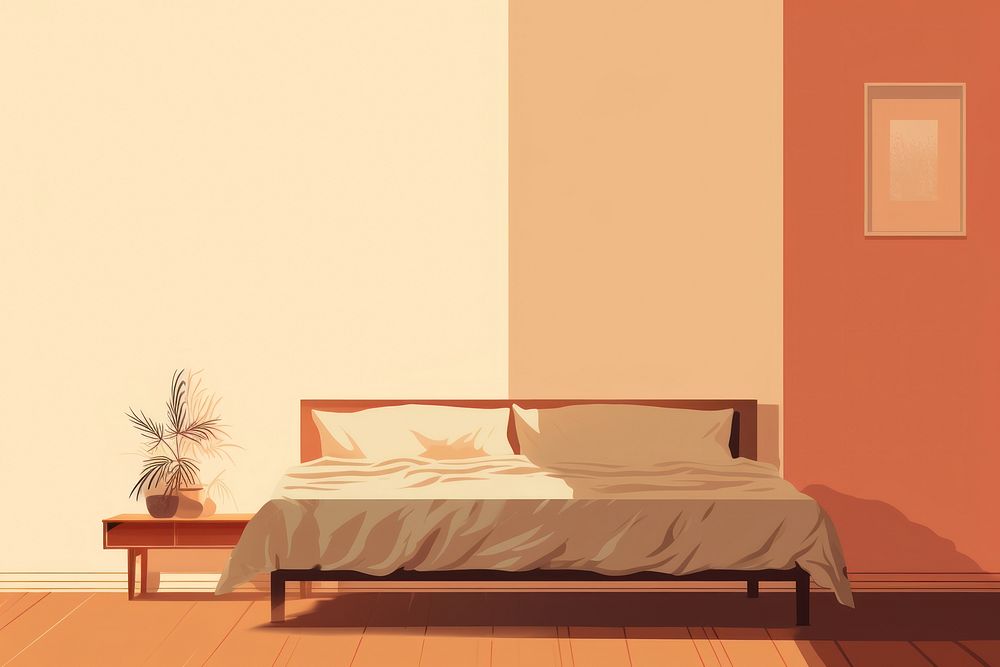 Room bed furniture flooring. AI generated Image by rawpixel.