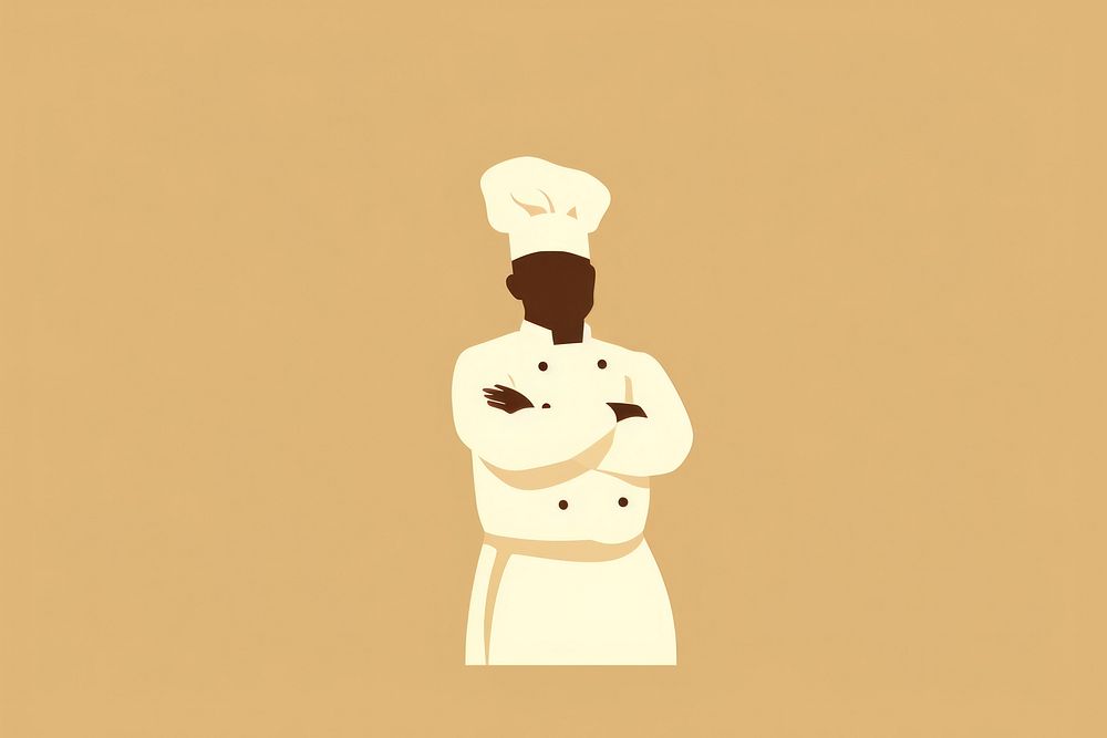 Cartoon chef illustrated standing. AI generated Image by rawpixel.
