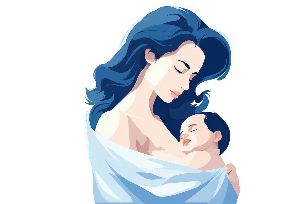 Adult woman baby white background. AI generated Image by rawpixel.
