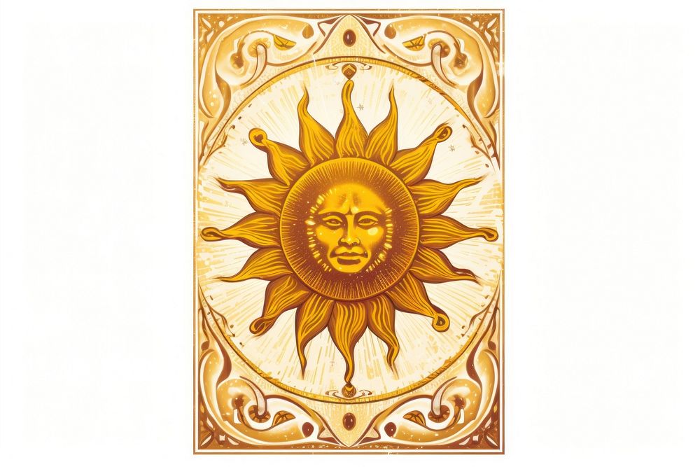 Gold art sun white background. AI generated Image by rawpixel.