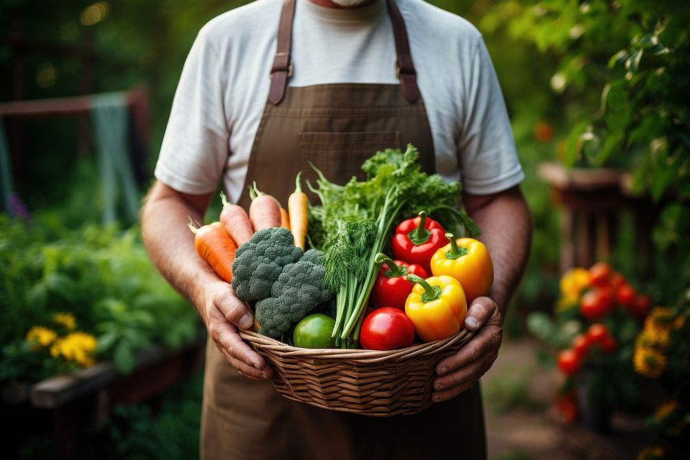 Garden vegetable gardening standing. AI generated Image by rawpixel.