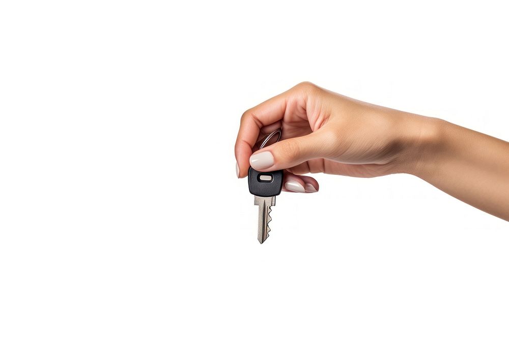 Car key holding hand white background. AI generated Image by rawpixel.
