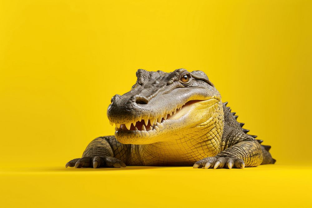 Alligator reptile animal yellow. AI generated Image by rawpixel.