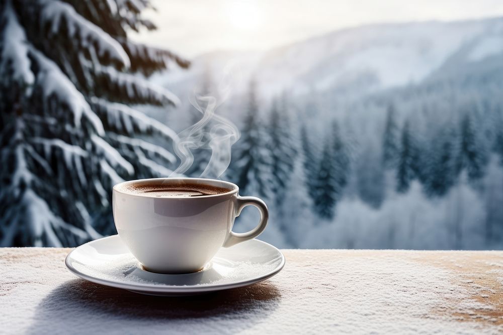 Coffee cup winter saucer. AI generated Image by rawpixel.