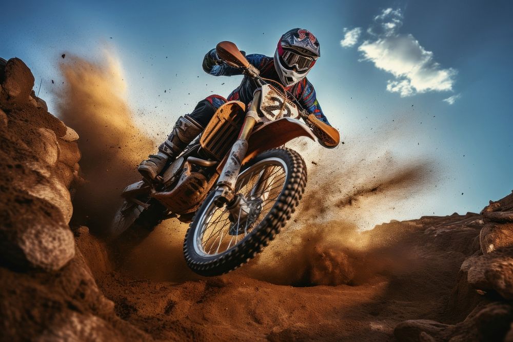 Motorcycle motocross vehicle helmet. AI generated Image by rawpixel.