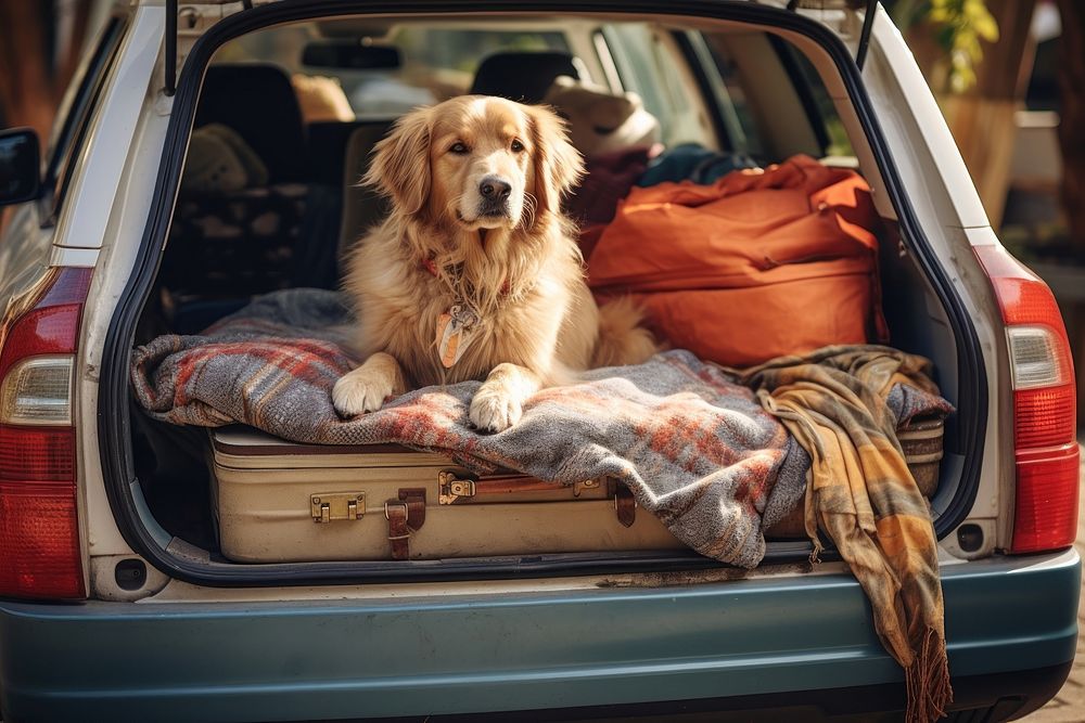 Dog car vehicle luggage. AI generated Image by rawpixel.