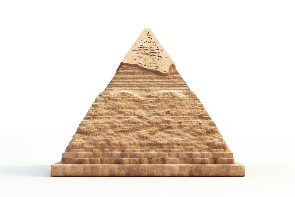 Pyramid architecture white background archaeology. 