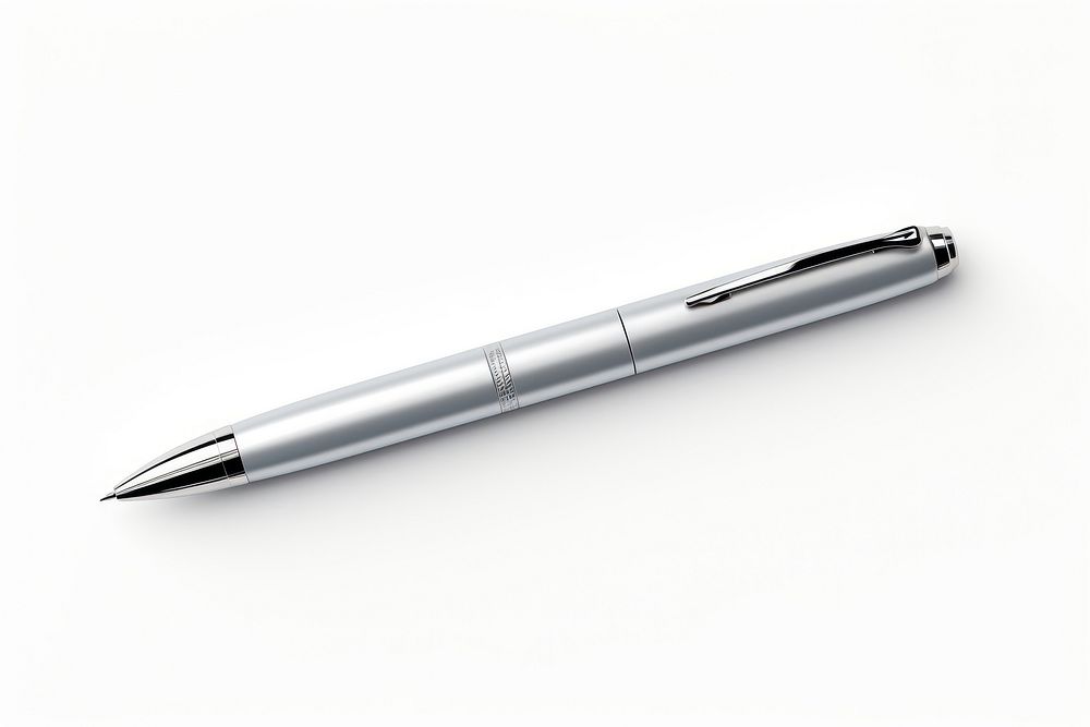 Pen white background silver metal. 