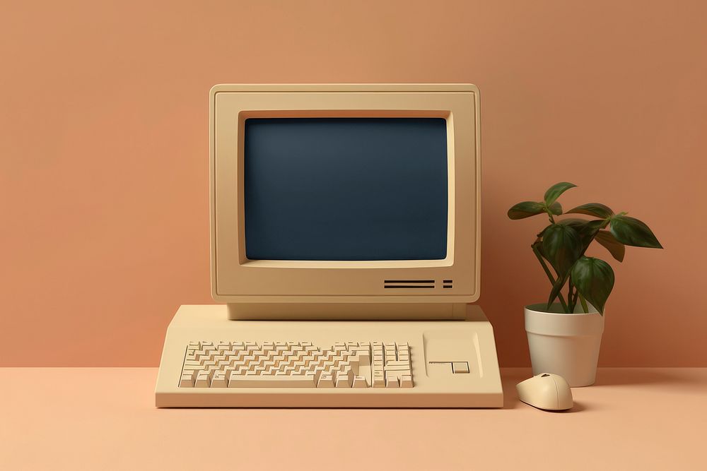 Retro computer screen mockup psd