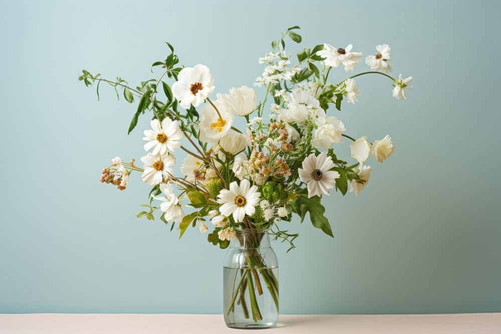 Flower plant white flower bouquet. AI generated Image by rawpixel.