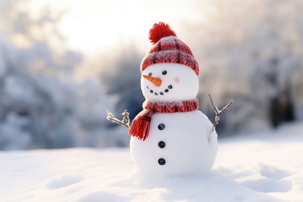 Snowman winter outdoors nature. AI generated Image by rawpixel.