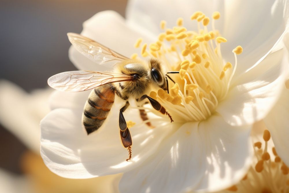 Bee flower pollen animal. 