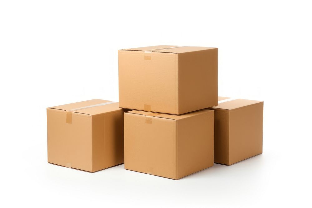 Carton box cardboard white background delivering. AI generated Image by rawpixel.