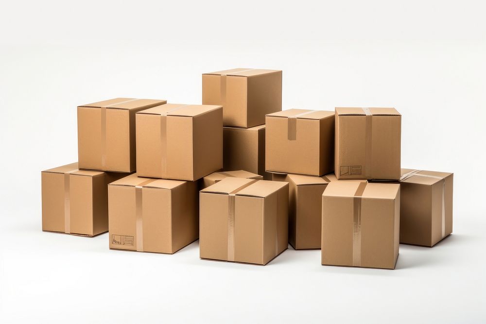 Cartons cardboard box white background. AI generated Image by rawpixel.