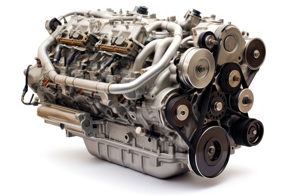 Car engine white background technology complexity. AI generated Image by rawpixel.