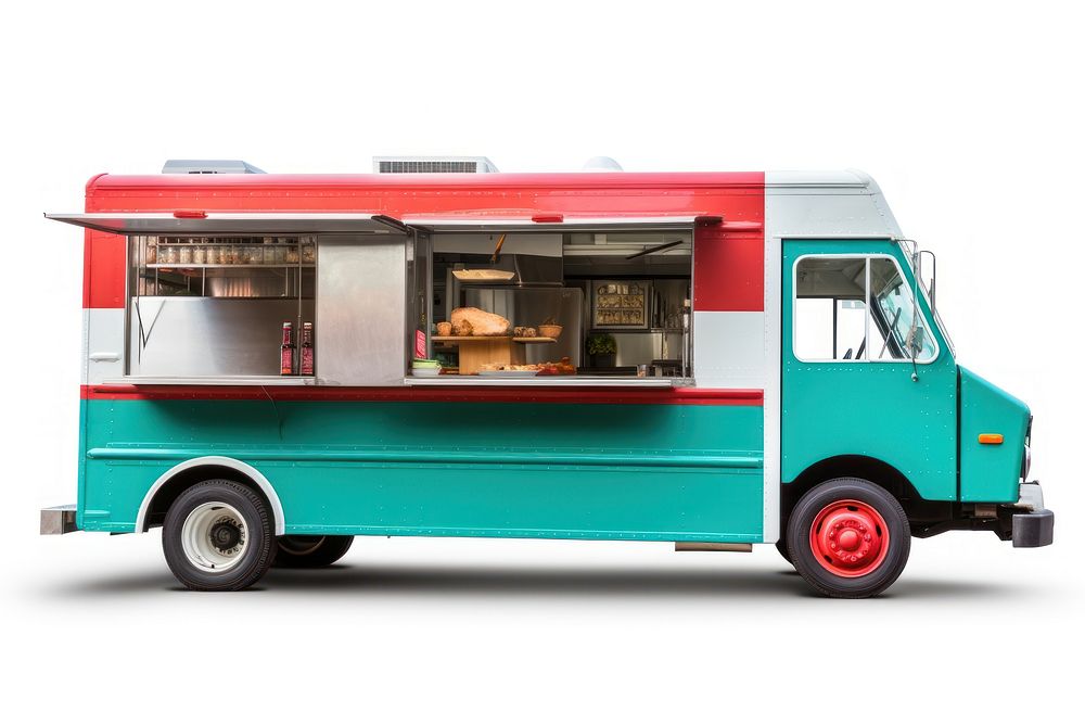 Truck food vehicle white background. AI generated Image by rawpixel.