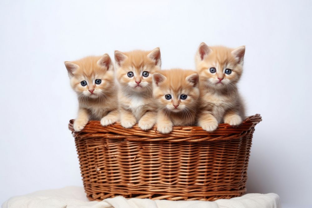 Kitten basket mammal animal. AI generated Image by rawpixel.