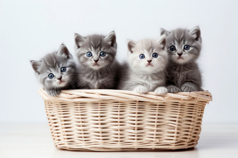 Kitten basket mammal animal. AI generated Image by rawpixel.