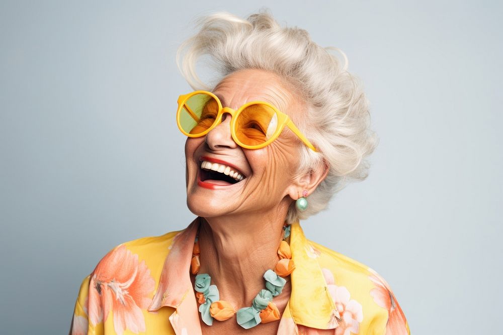 Cheerful laughing portrait glasses. AI generated Image by rawpixel.