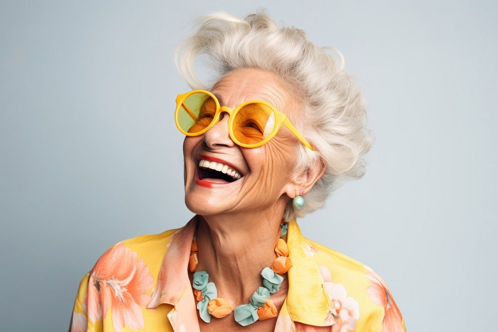 Cheerful laughing portrait glasses. 