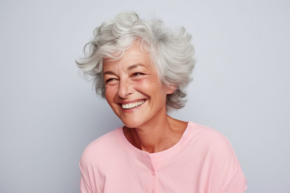 Cheerful old woman portrait laughing wrinkle. AI generated Image by rawpixel.