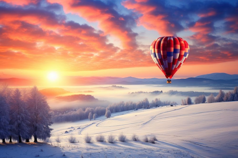 Balloon landscape aircraft outdoors. AI generated Image by rawpixel.