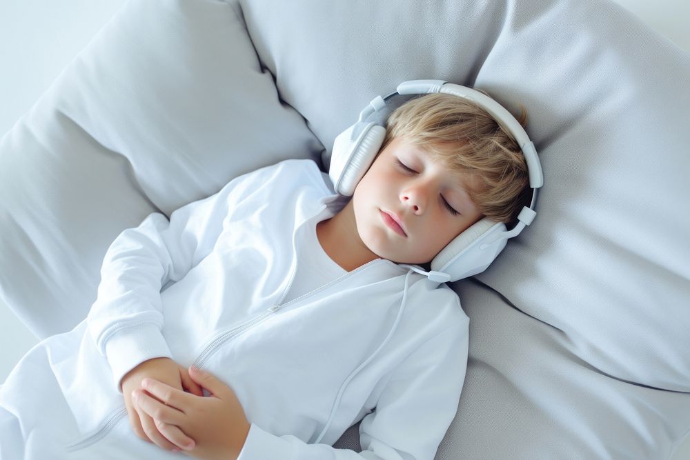 Headphones sleeping blanket comfortable. AI generated Image by rawpixel.