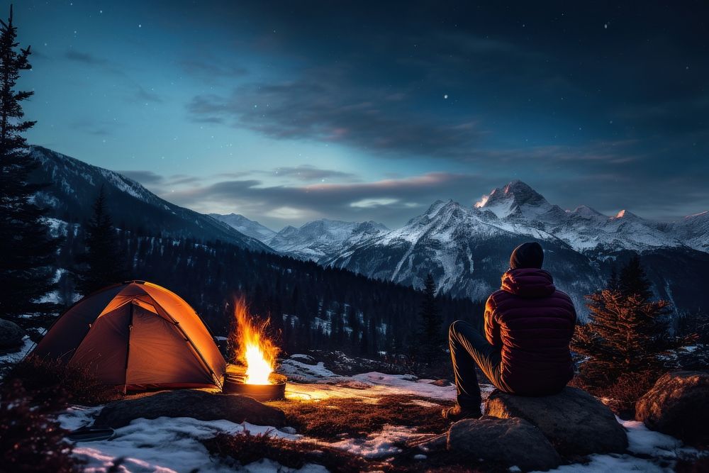 Camping recreation outdoors bonfire. AI generated Image by rawpixel.