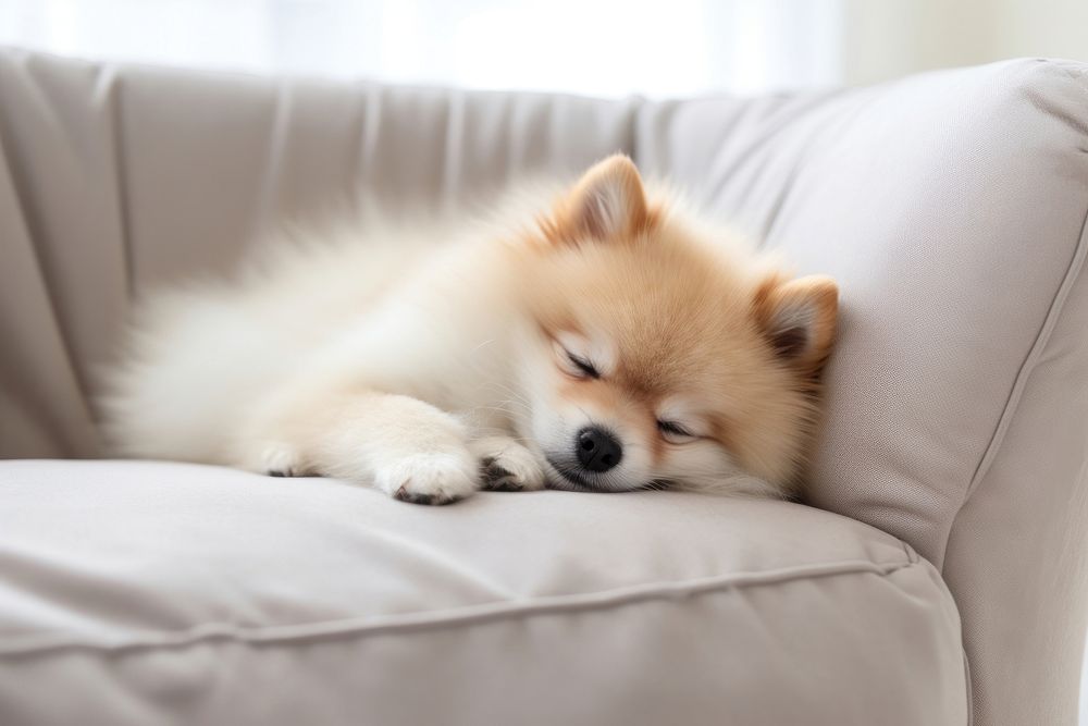 Dog pet pomeranian sleeping. AI generated Image by rawpixel.