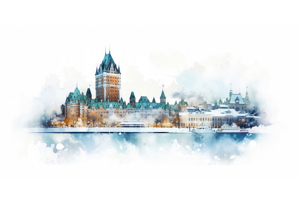 Quebec architecture panoramic building. AI generated Image by rawpixel.