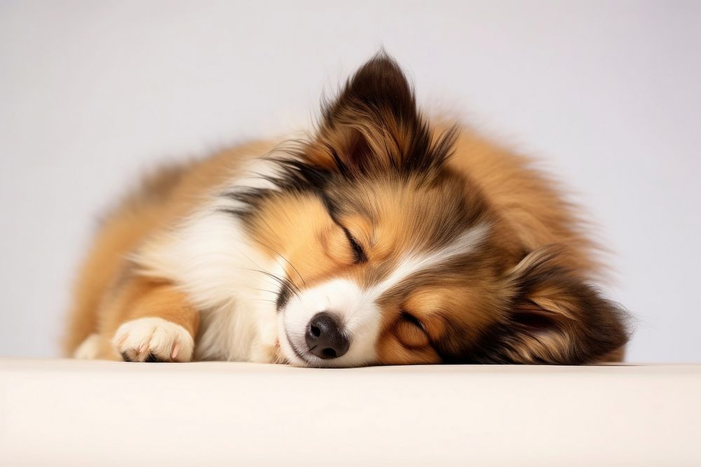 Shetland sheepdog sleeping mammal animal. 