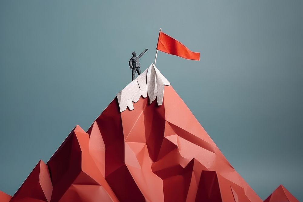 Flag mountain origami paper. AI generated Image by rawpixel.
