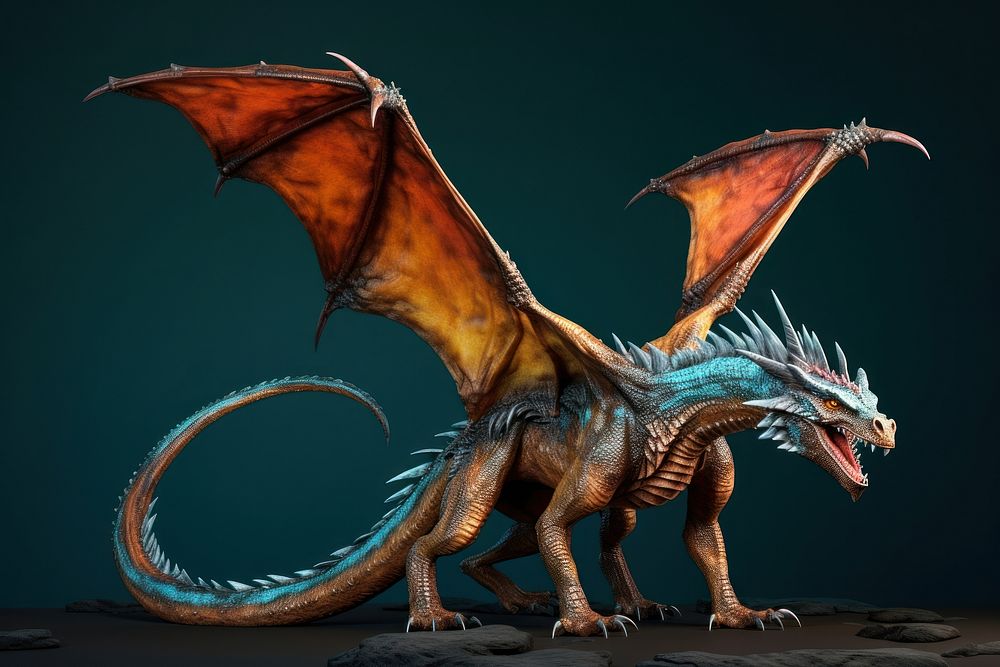 Dragon dinosaur animal darkness. AI generated Image by rawpixel.