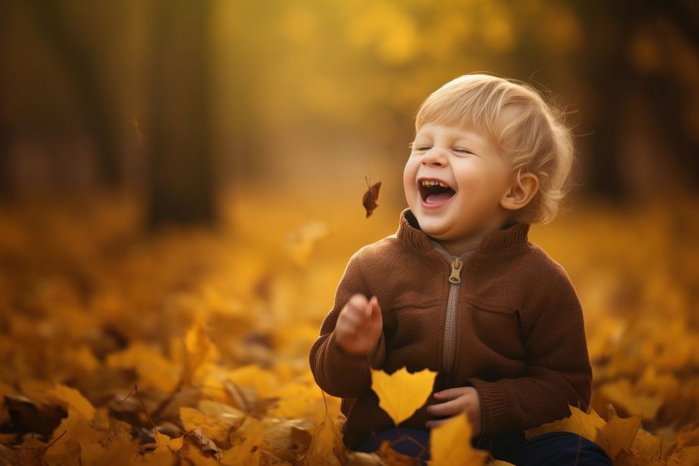 Laughing baby autumn plant. AI generated Image by rawpixel.