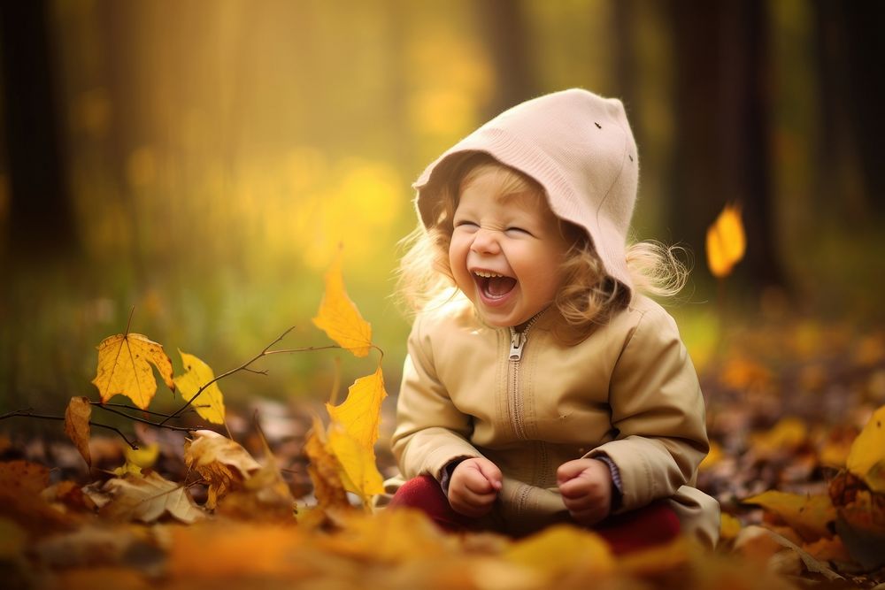 Laughing baby autumn plant. AI generated Image by rawpixel.