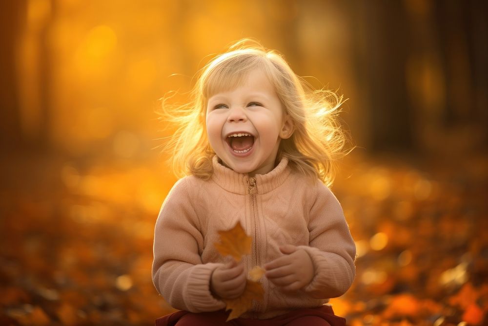 Laughing baby autumn child. AI generated Image by rawpixel.