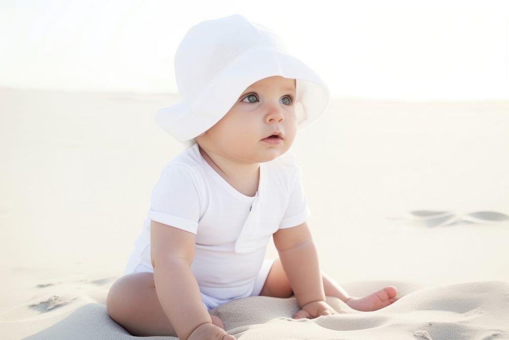 Baby portrait summer beach. AI generated Image by rawpixel.