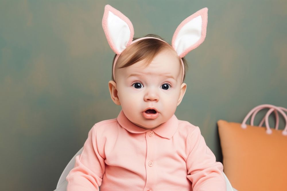 Baby portrait easter cute. AI generated Image by rawpixel.