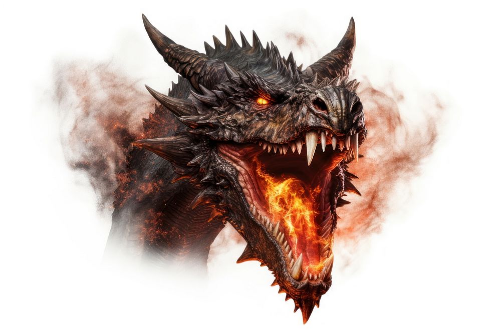 Dragon animal fire white background. AI generated Image by rawpixel.