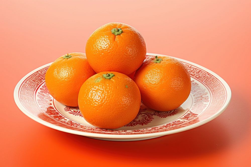 Grapefruit orange plate plant. AI generated Image by rawpixel.