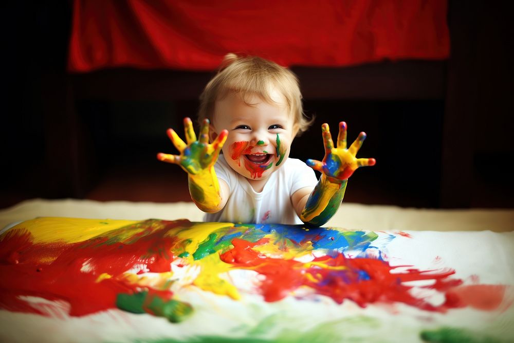 Baby hand portrait paint. AI generated Image by rawpixel.