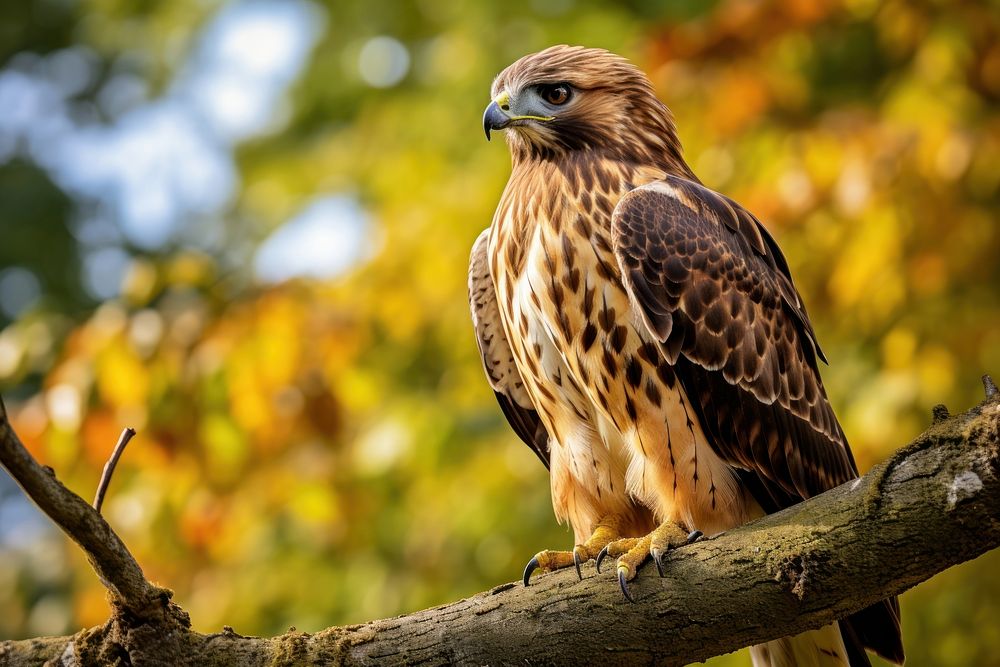 Buzzard animal branch beak. AI generated Image by rawpixel.