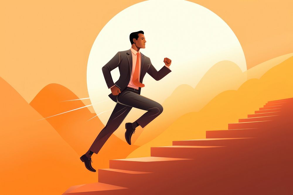 Running stairs adult man. AI generated Image by rawpixel.
